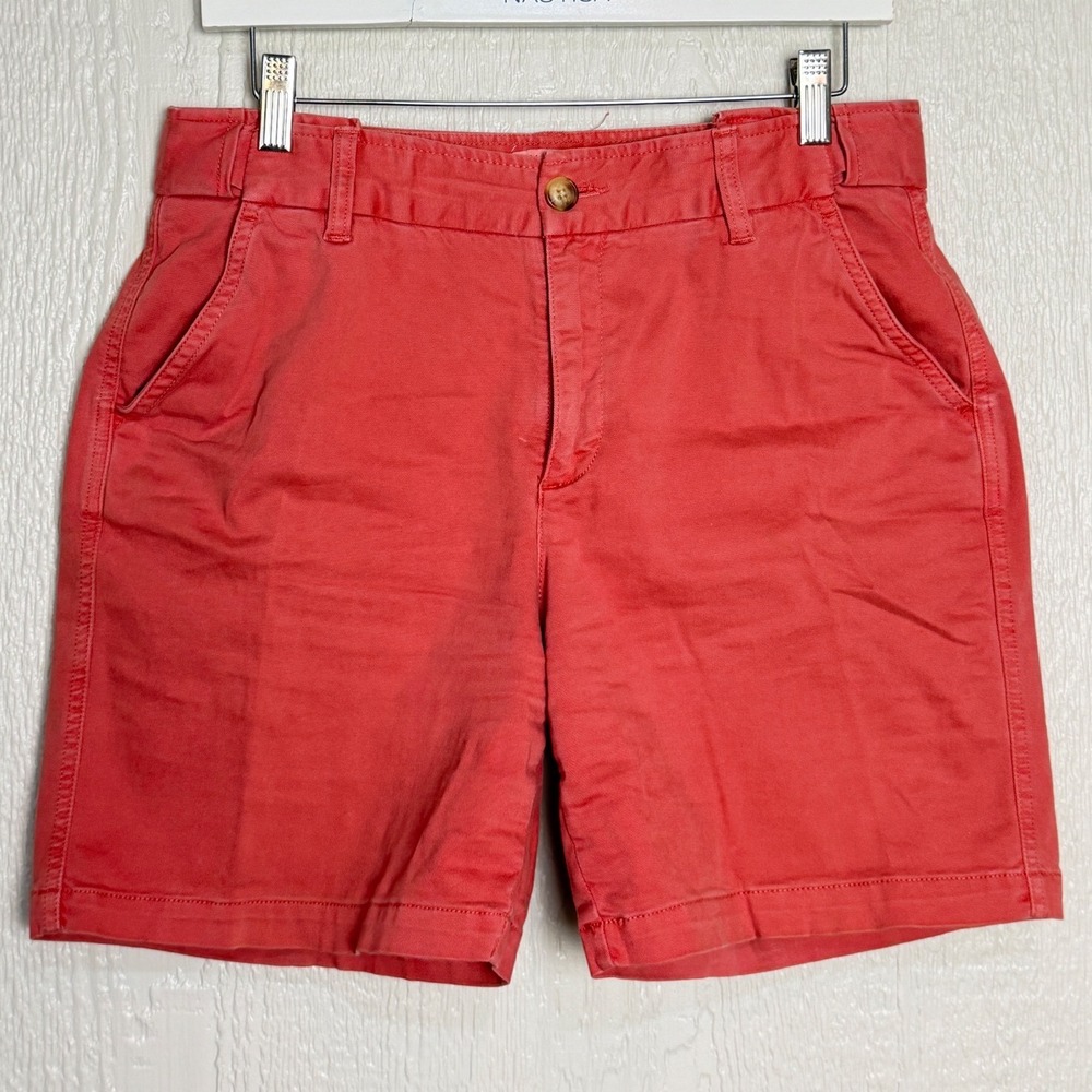 Coldwater Creek Coral Pink Chino Shorts Womens 8P Petite Cotton Stretch Golfing